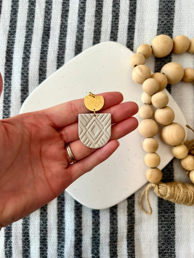 Beige Aztec Earrings