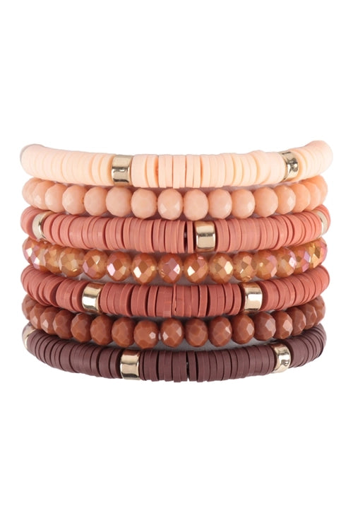 Multi-Line Leather Beaded Stretch Bracelet (all colors!) MORE COLORS AVAILABLE