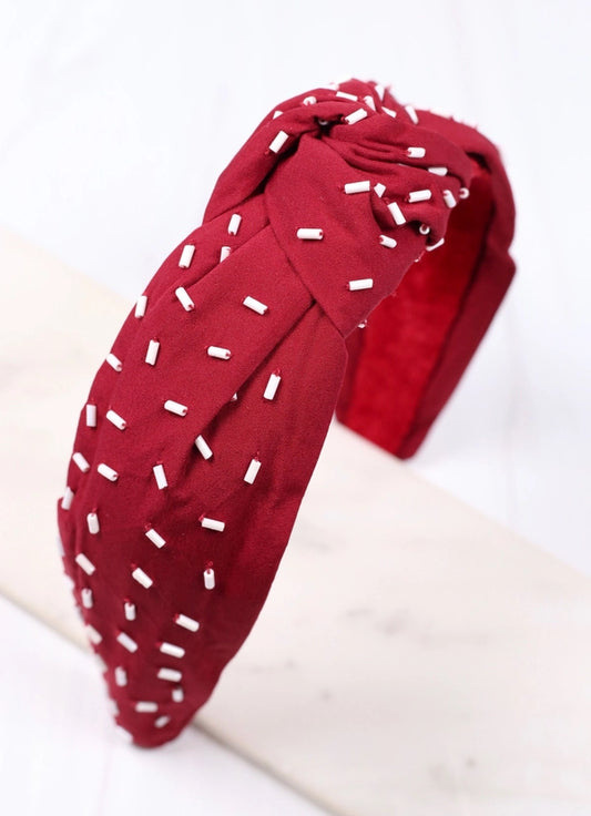 Maroon & White Headband