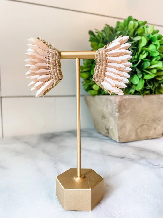 Champagne Sequin Wing Beaded Earrings