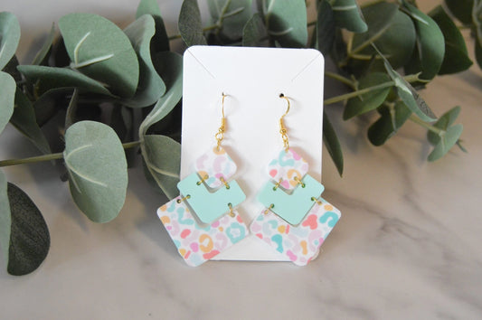 Chevron Colorful Leopard Print Earrings