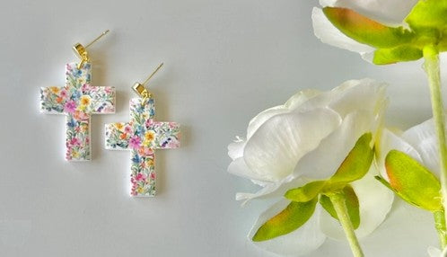 Wildflower Cross Earrings