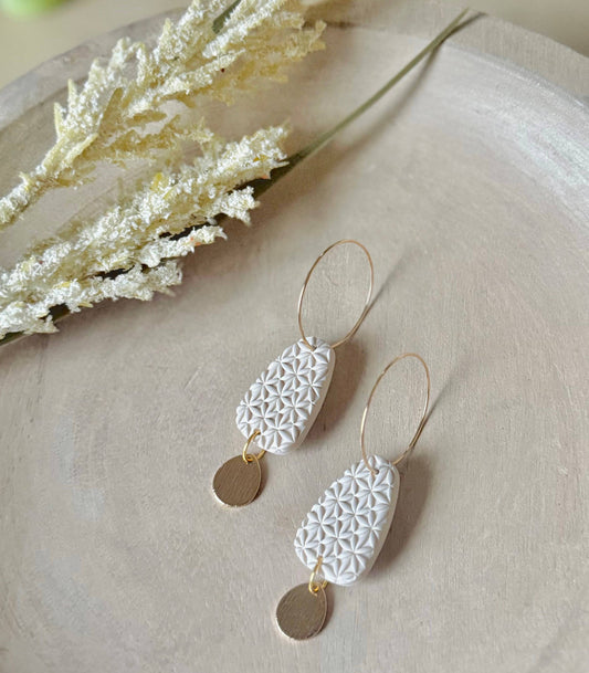 Flower Textured Clay Hoops : Terracotta