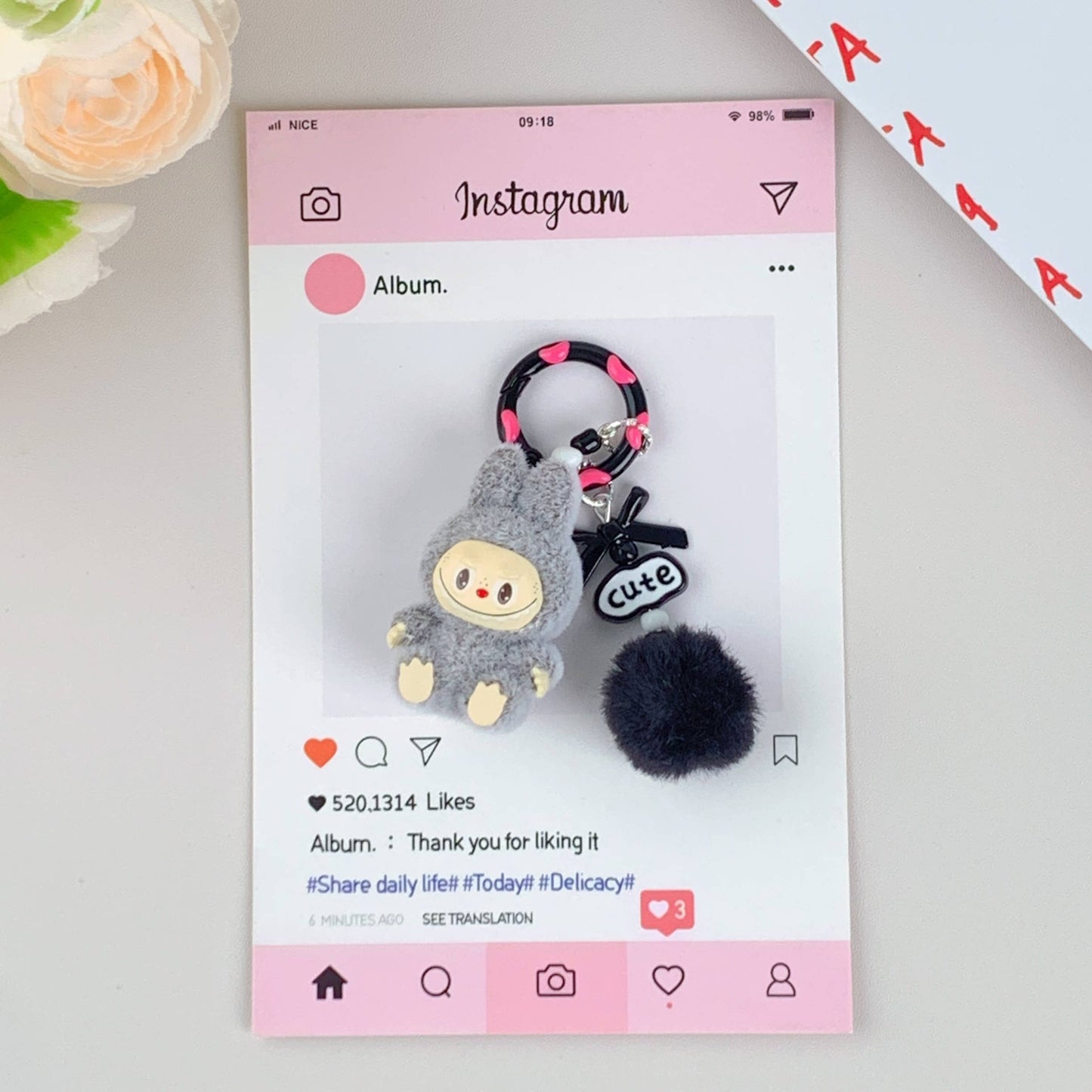 Labubu Hot-Selling Keychain: Pink