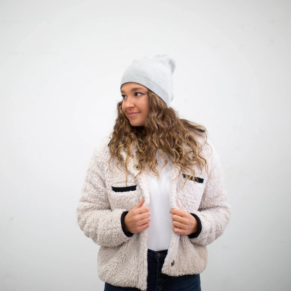 Cashmere Blend Beanie - Light Gray