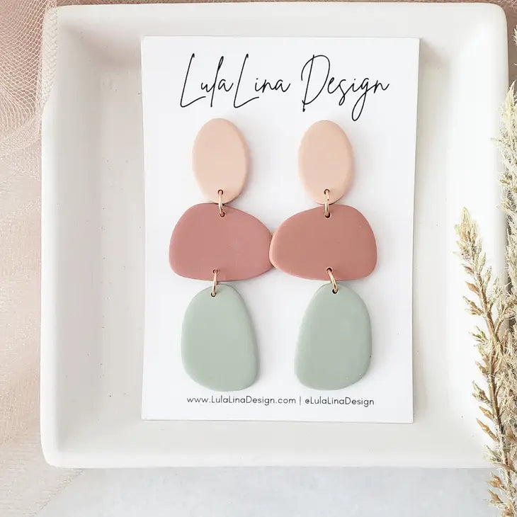the Harlow | Clay Color Block Organic Pebble Stud Earrings