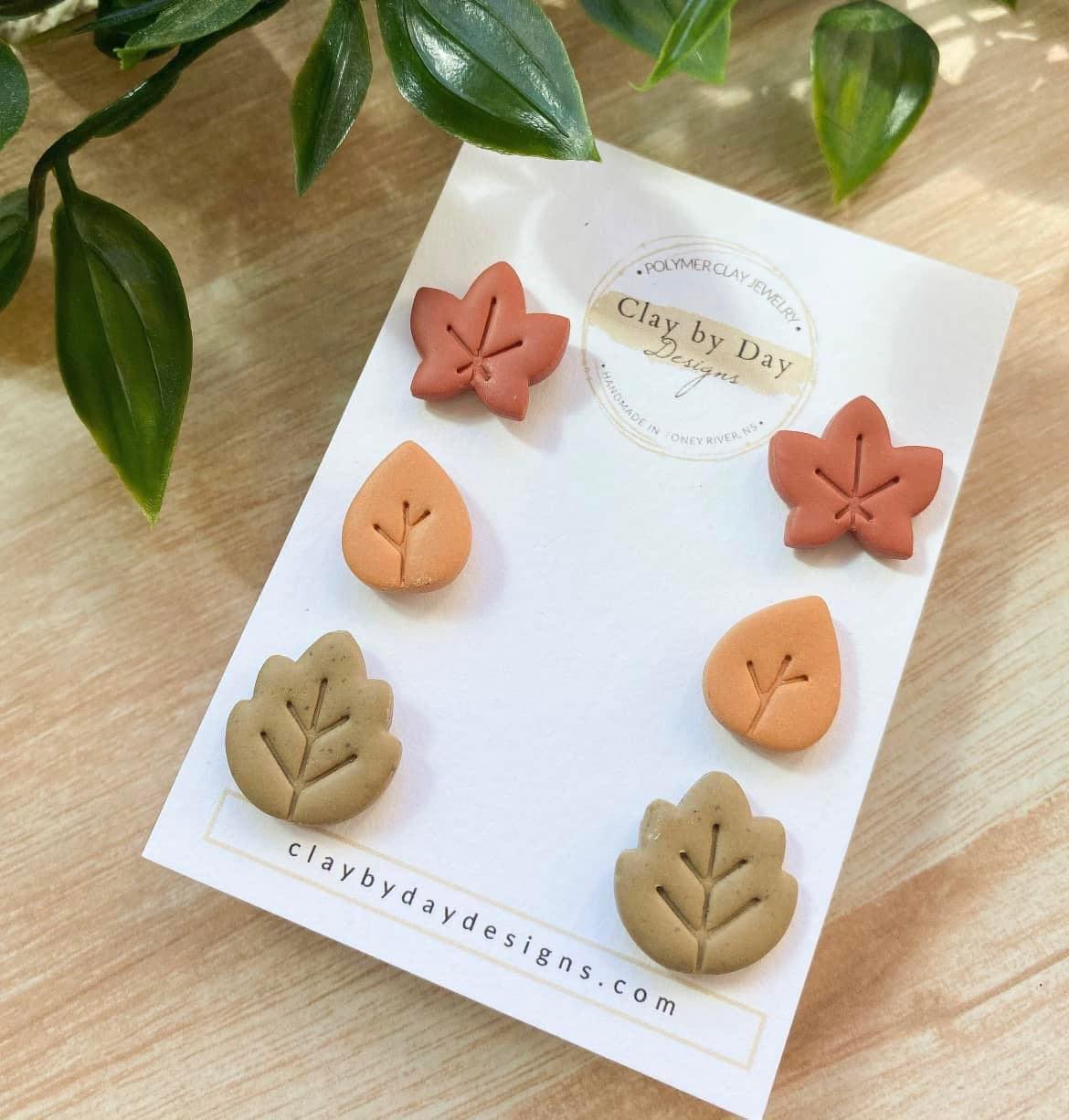 LARGE Studs Fall Leaves - 3PACK