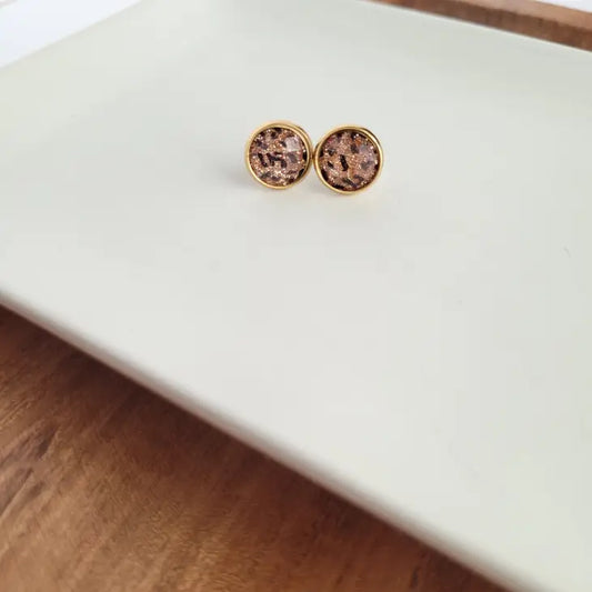 LEOPARD Geode Druzy Studs 18K Gold-Plated