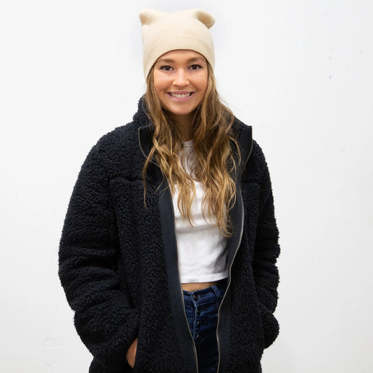 Cashmere Blend Beanie - Ivory