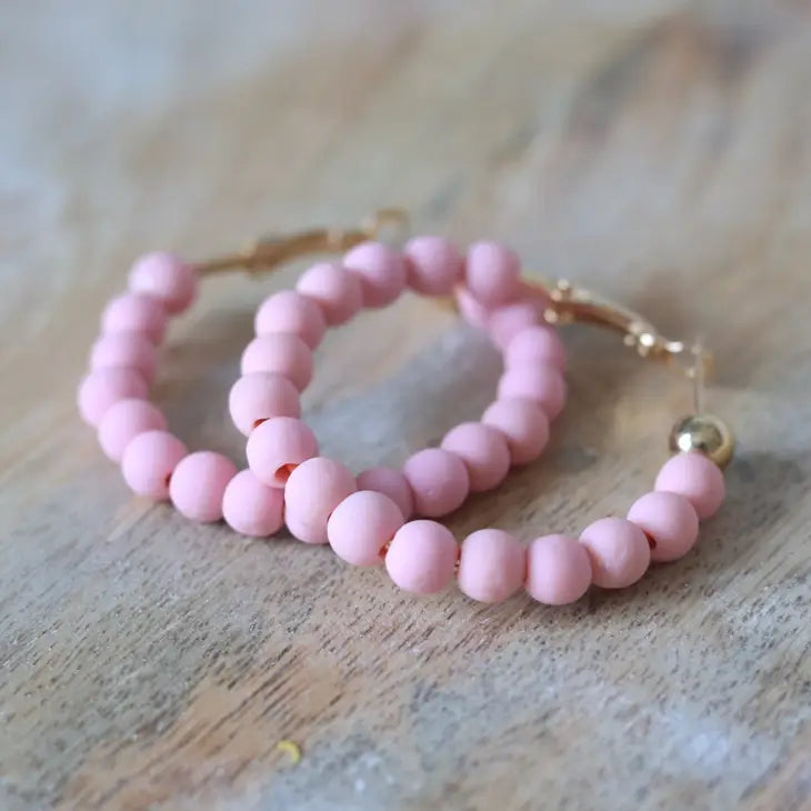 Blush Clay Ball Hoops