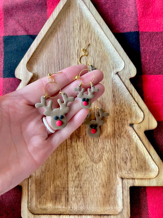 Reindeer Clay Earrings (SMALL)