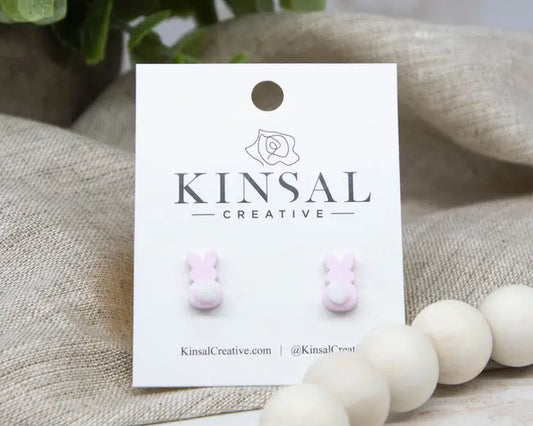 PINK: Bunny Puff Butt Acrylic Stud Earrings