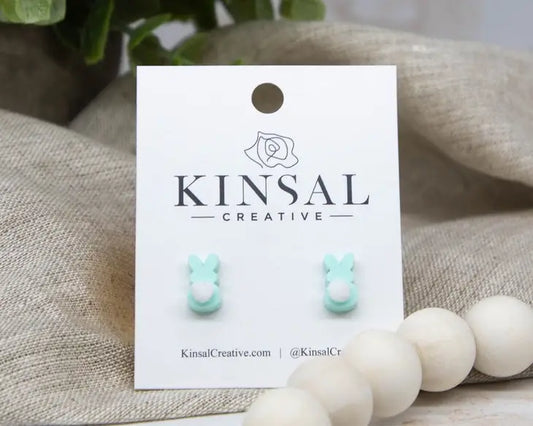 MINT: Bunny Puff Butt Acrylic Stud Earrings